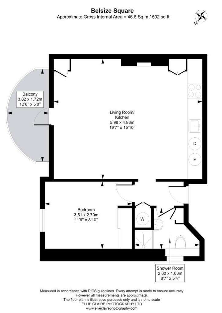 1 bedroom flat to rent - floorplan