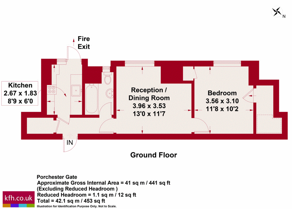 1 bedroom flat to rent - floorplan