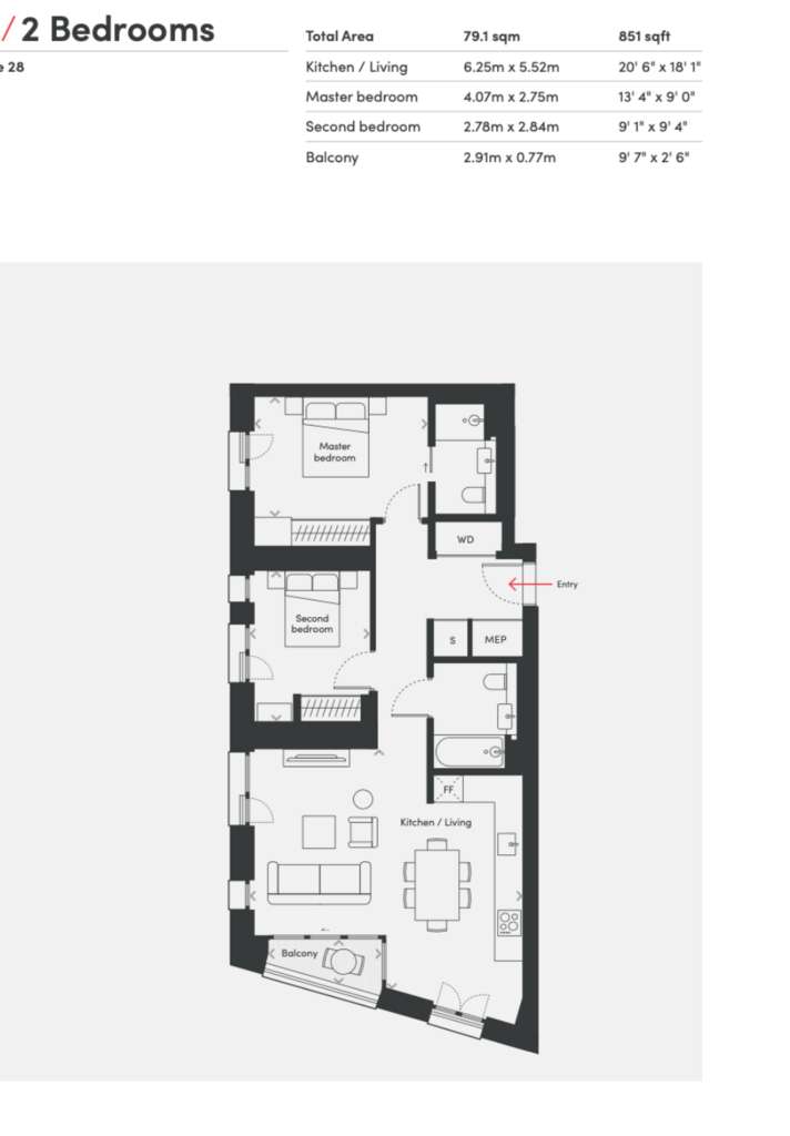 2 bedroom flat to rent - floorplan