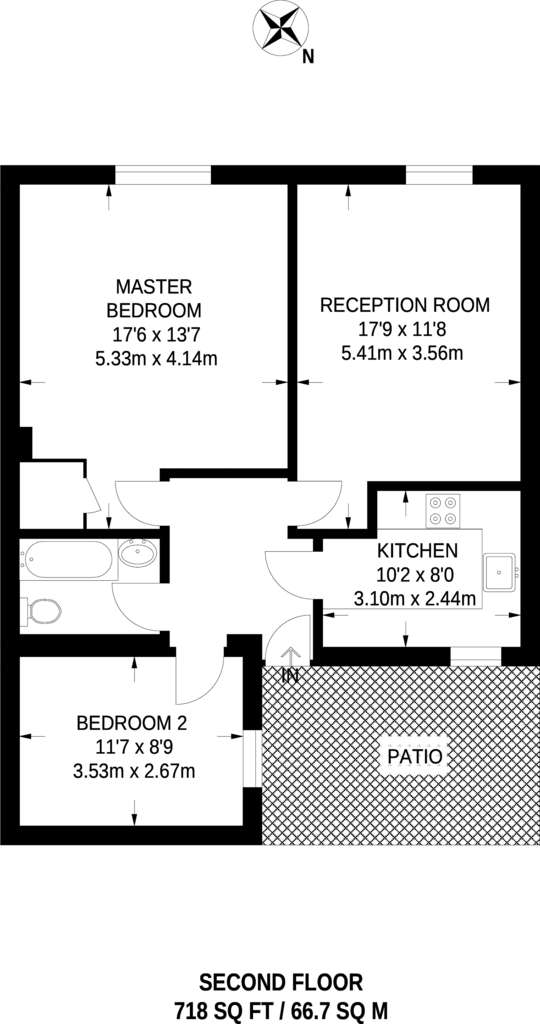 2 bedroom flat to rent - floorplan