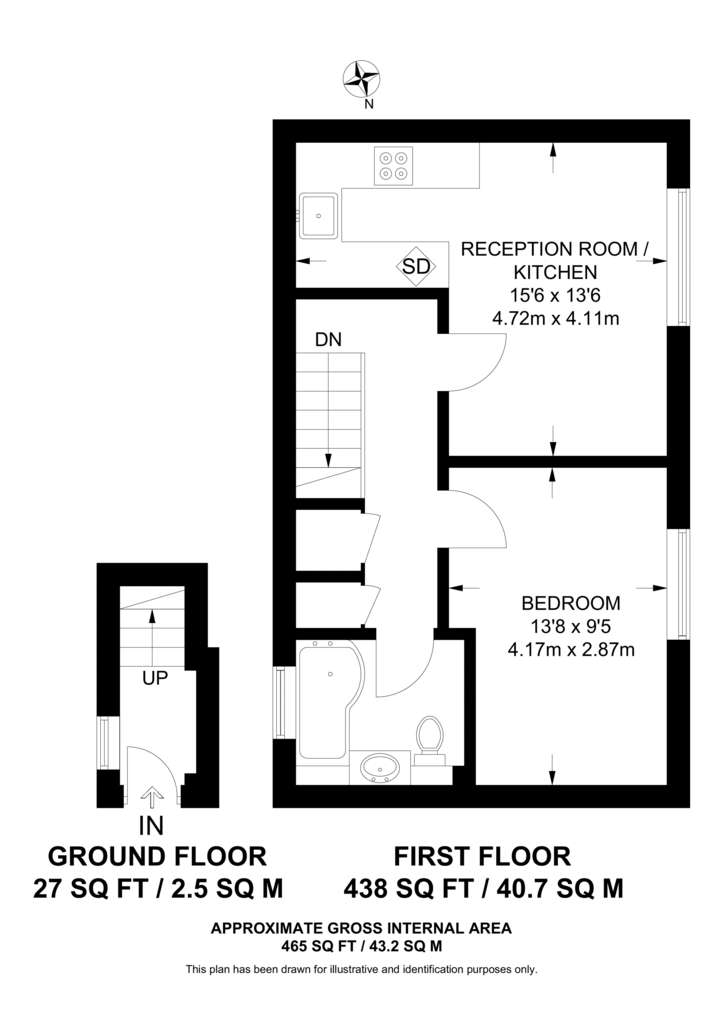 1 bedroom flat to rent - floorplan