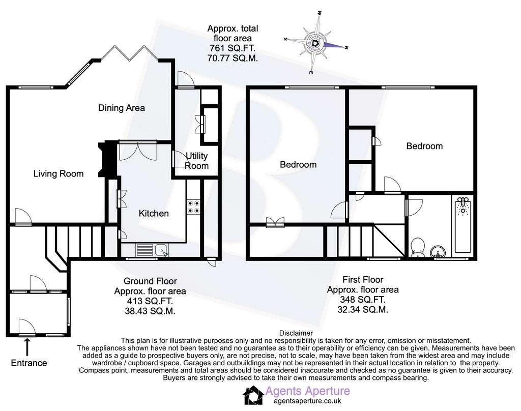 2 bedroom terraced house for sale - floorplan