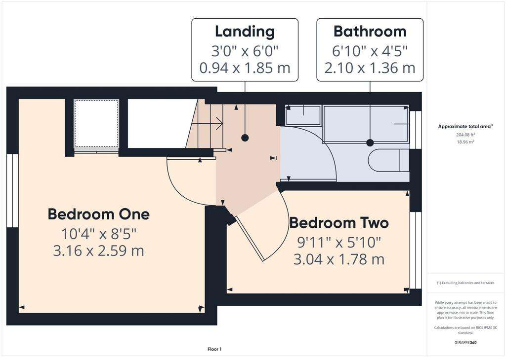 2 bedroom terraced house to rent - floorplan