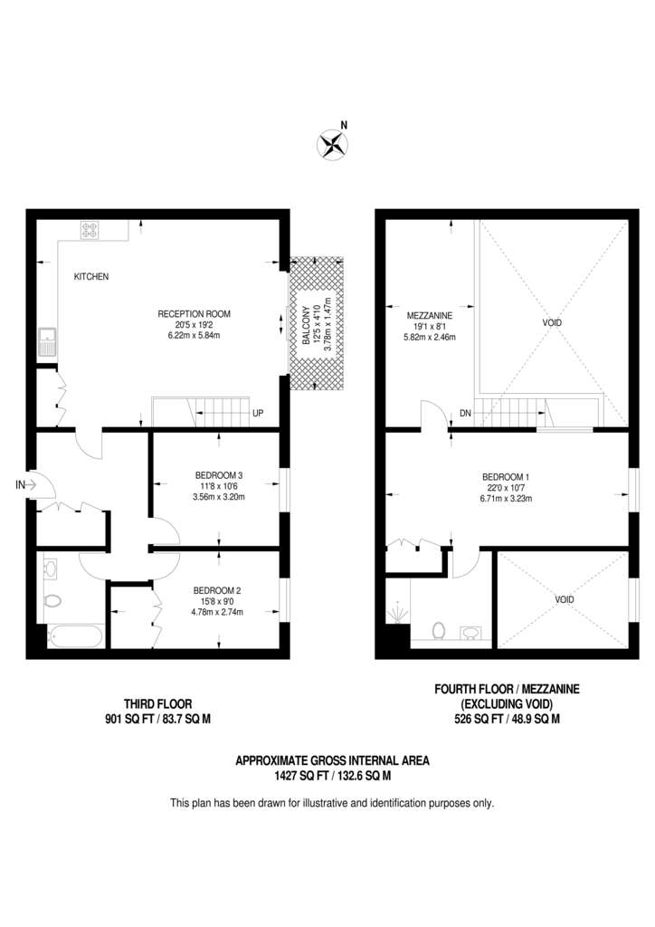 3 bedroom flat to rent - floorplan