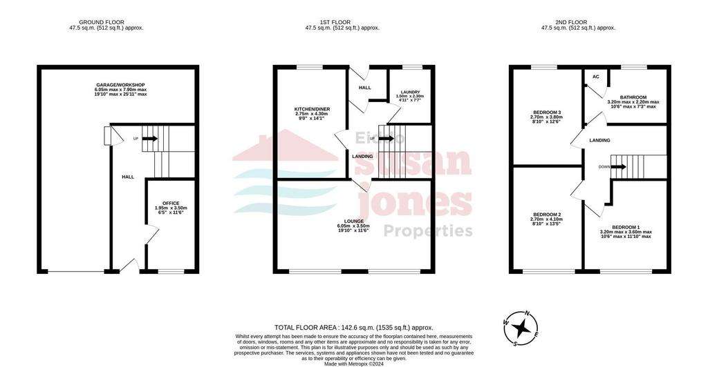 3 bedroom terraced house for sale - floorplan