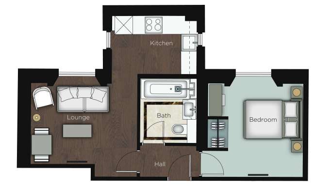 1 bedroom flat to rent - floorplan