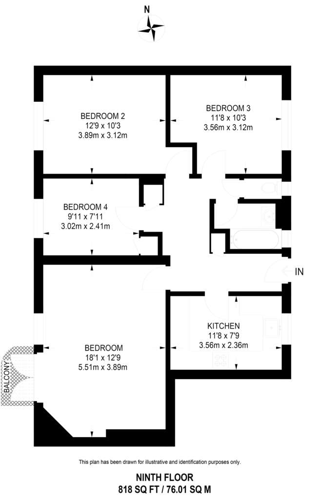 3 bedroom flat to rent - floorplan