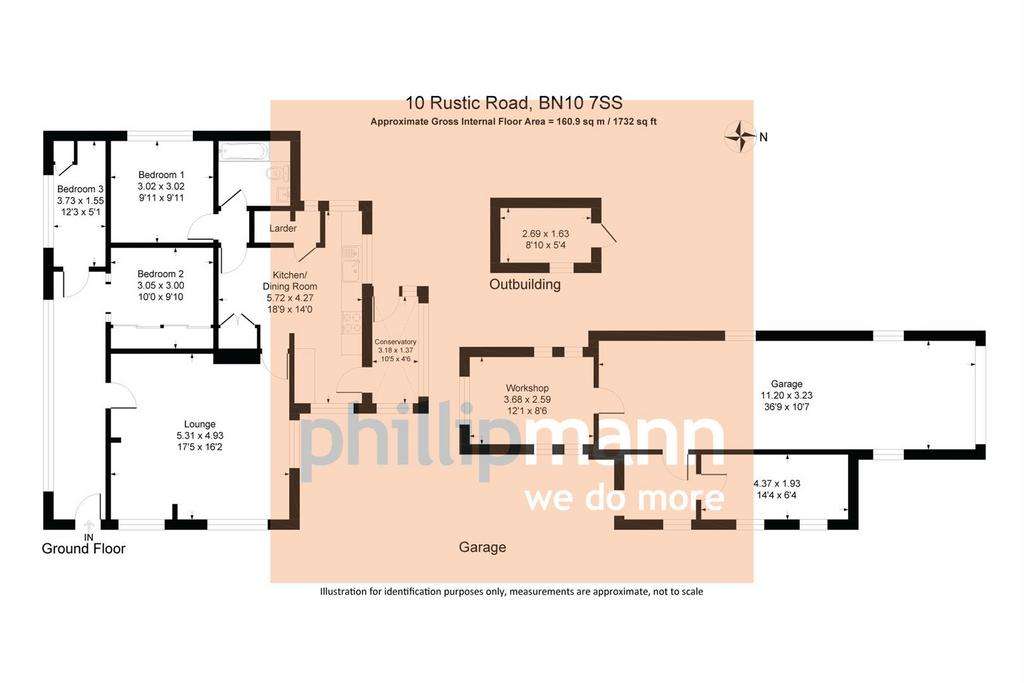 3 bedroom detached bungalow for sale - floorplan