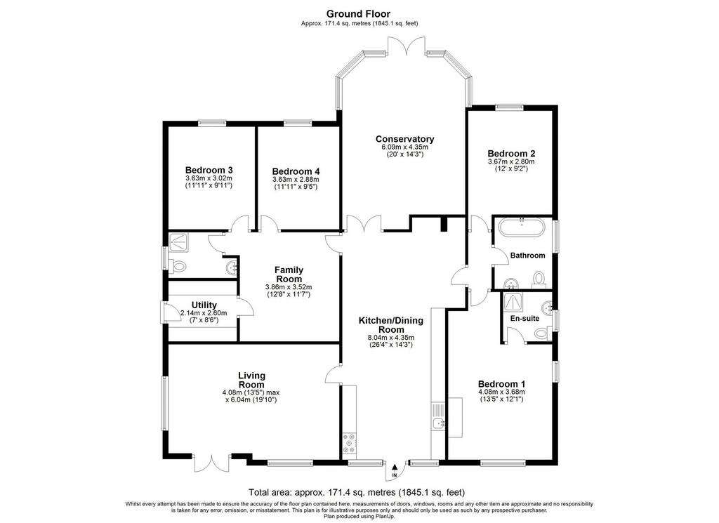 4 bedroom detached bungalow for sale - floorplan