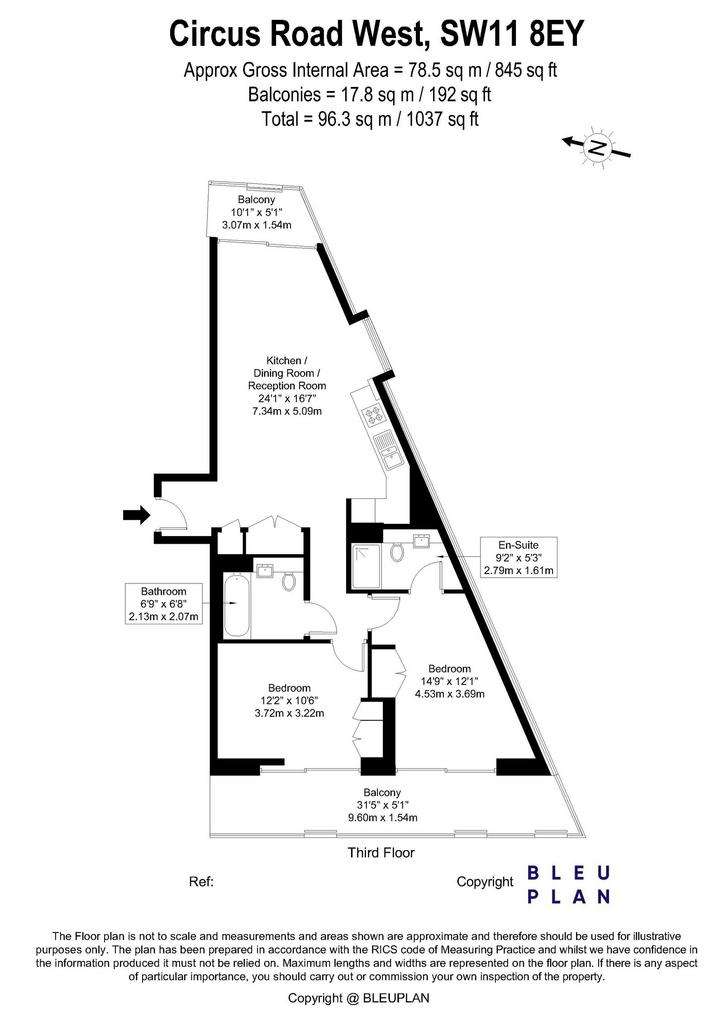 2 bedroom flat to rent - floorplan