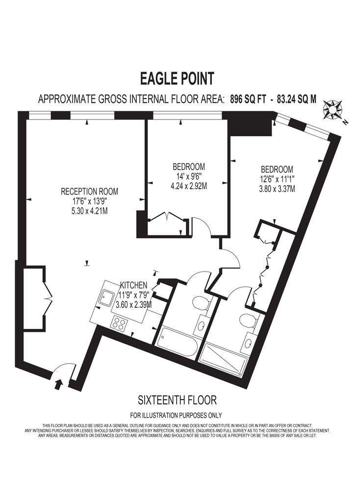 2 bedroom flat to rent - floorplan