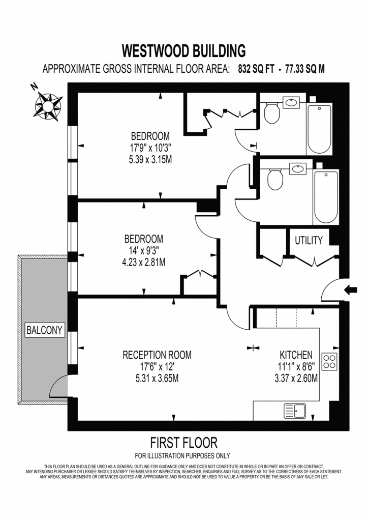 2 bedroom flat to rent - floorplan