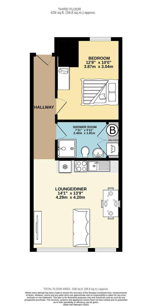 1 bedroom flat to rent - floorplan