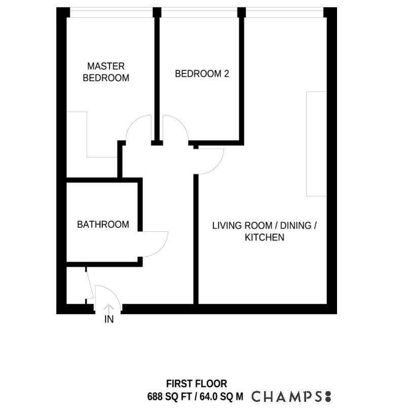 2 bedroom flat to rent - floorplan