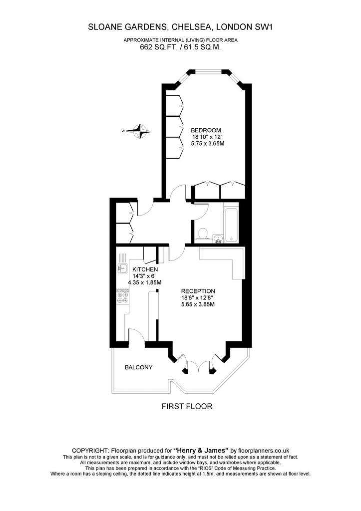 1 bedroom flat to rent - floorplan