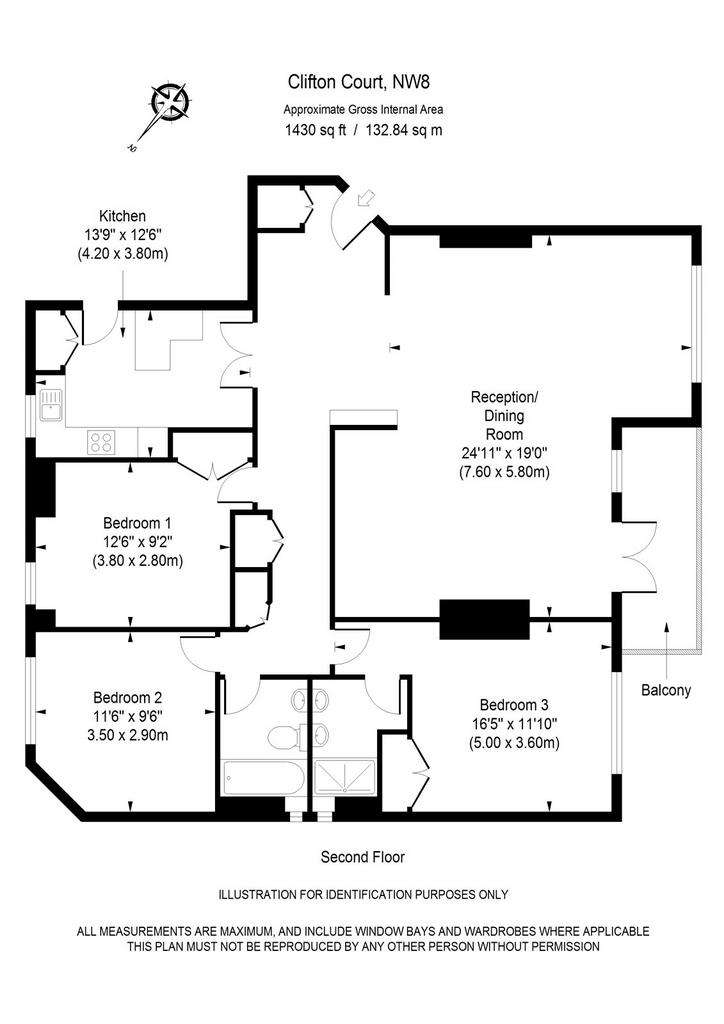 3 bedroom flat to rent - floorplan