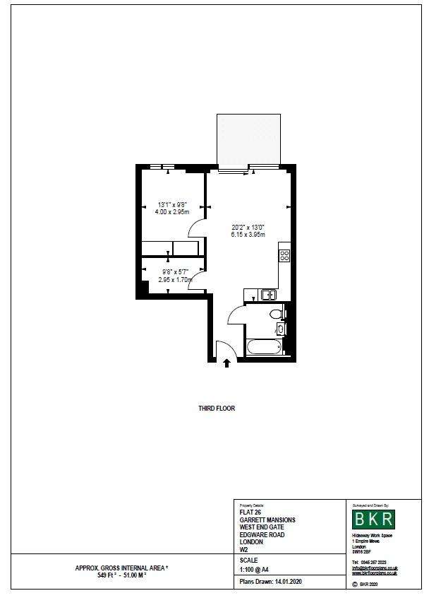 1 bedroom flat to rent - floorplan