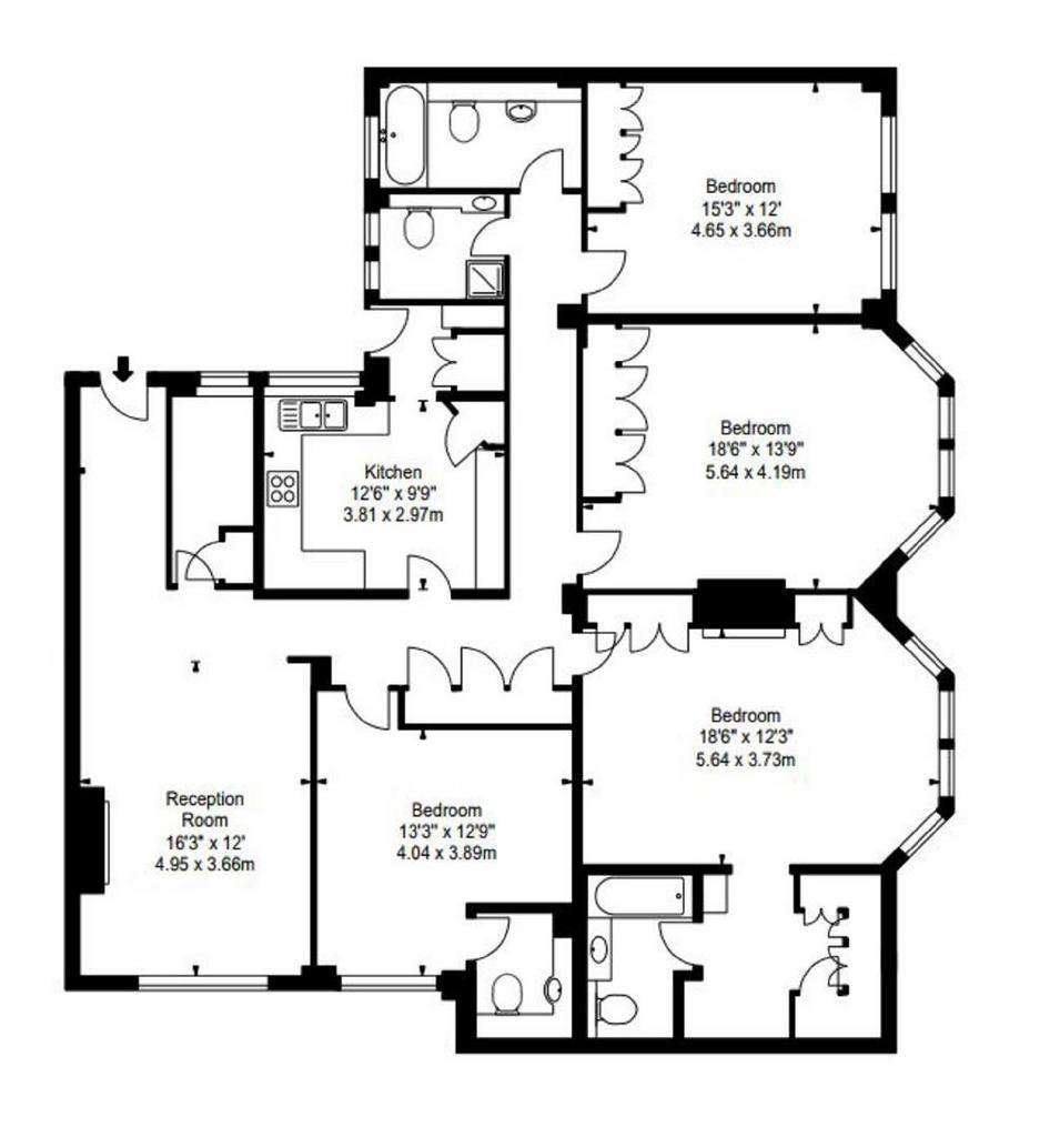 3 bedroom flat to rent - floorplan