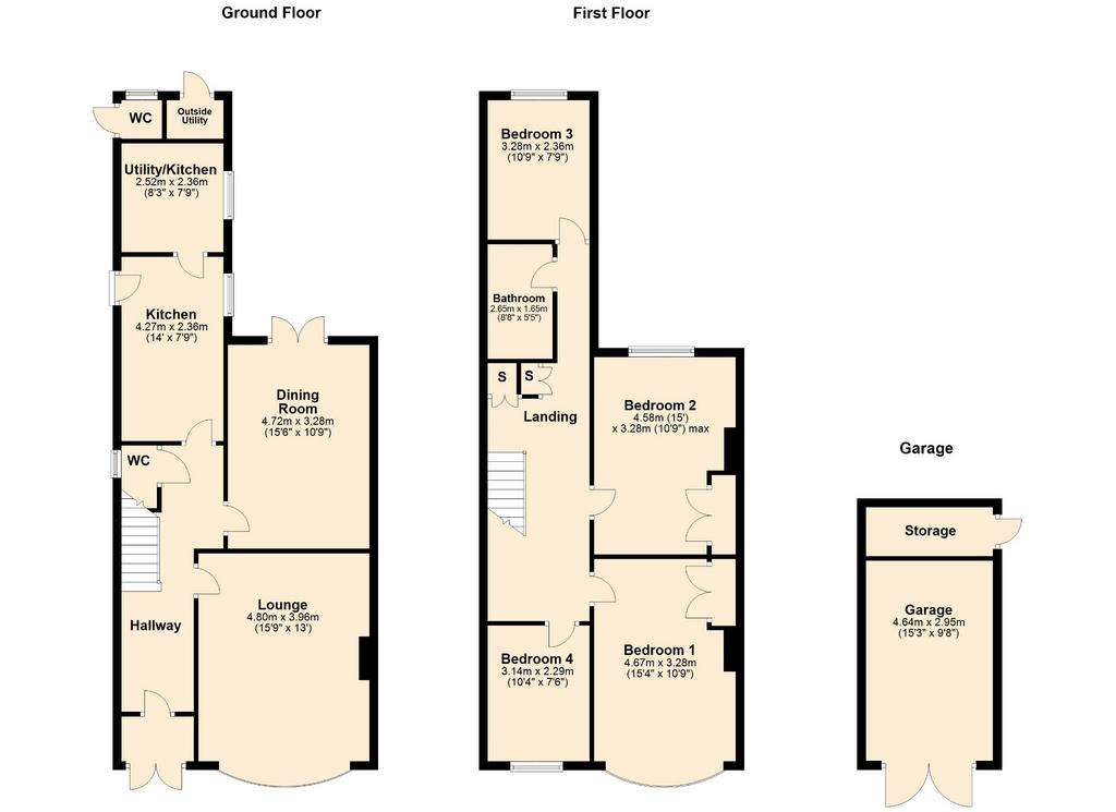 4 bedroom semi-detached house for sale - floorplan