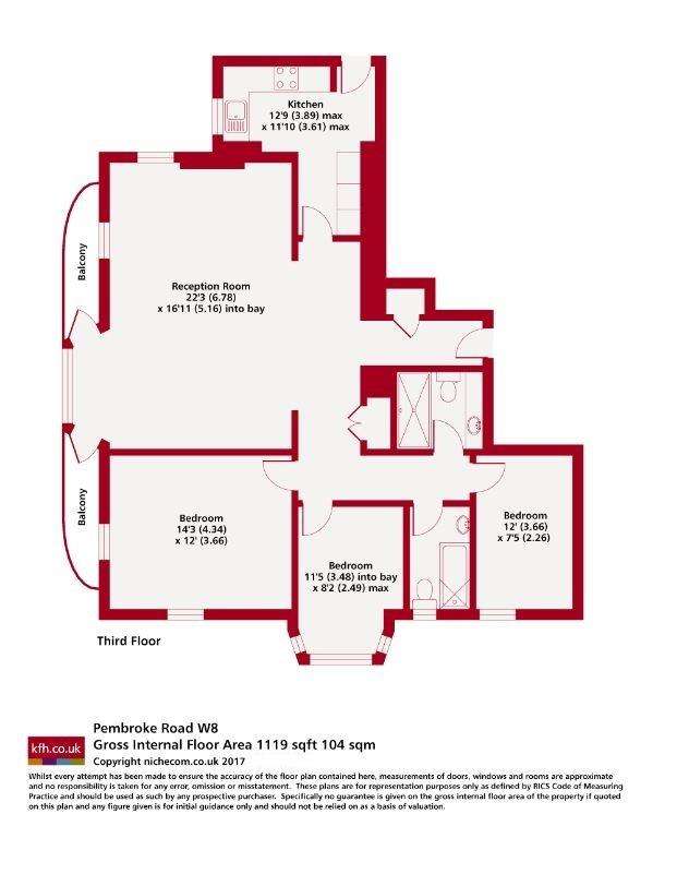 3 bedroom flat to rent - floorplan