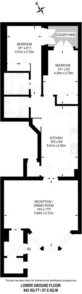 2 bedroom flat to rent - floorplan