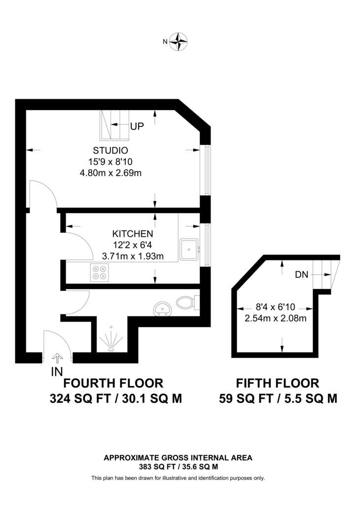 Studio flat to rent - floorplan