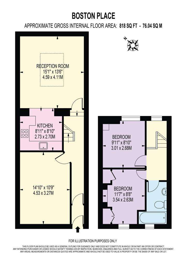 2 bedroom house to rent - floorplan