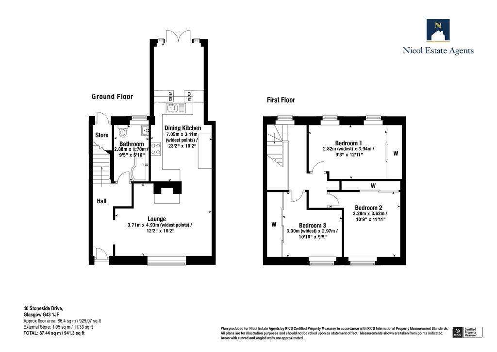 3 bedroom terraced house for sale - floorplan