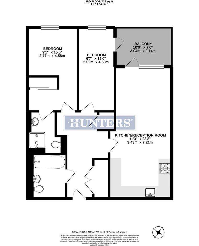 2 bedroom flat to rent - floorplan