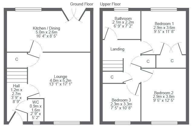 3 bedroom semi-detached house to rent - floorplan