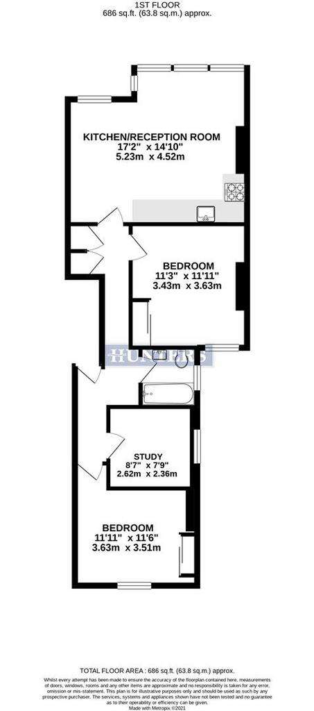 3 bedroom flat to rent - floorplan