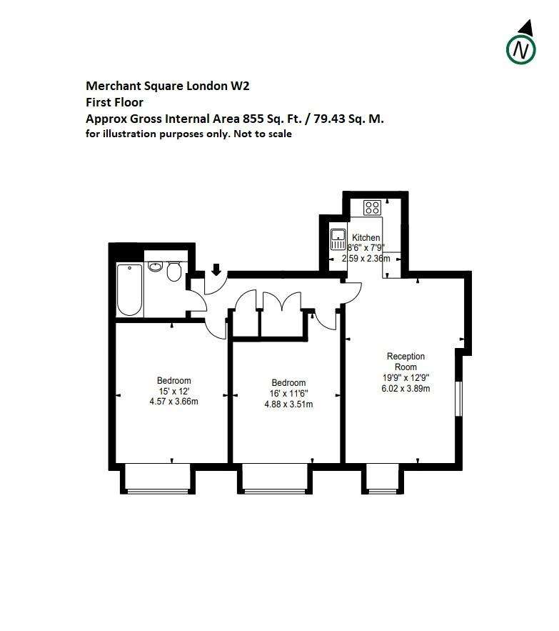 2 bedroom flat to rent - floorplan