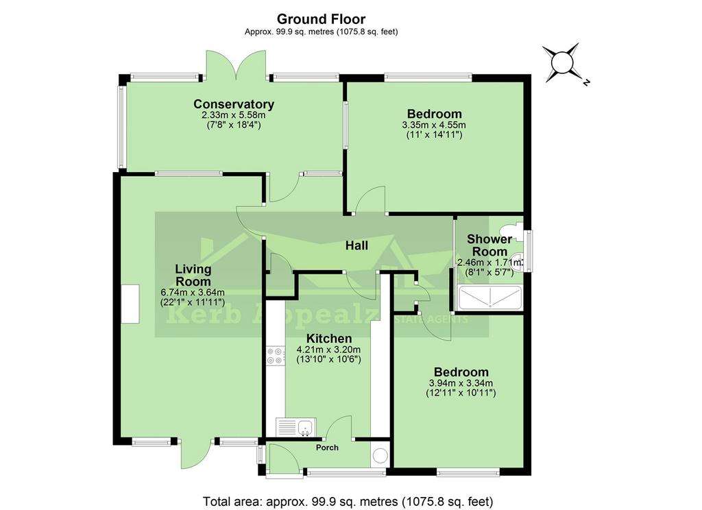 2 bedroom detached bungalow for sale - floorplan