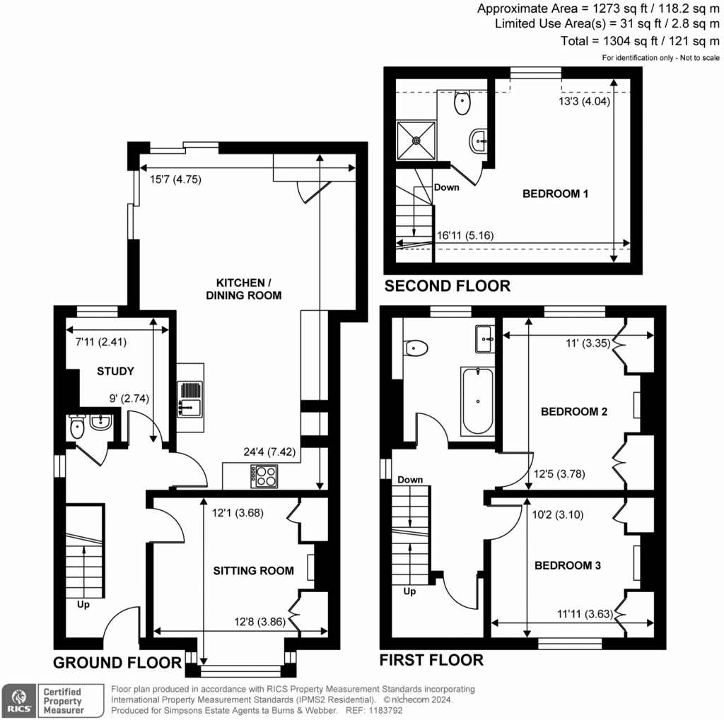 3 bedroom semi-detached house for sale - floorplan