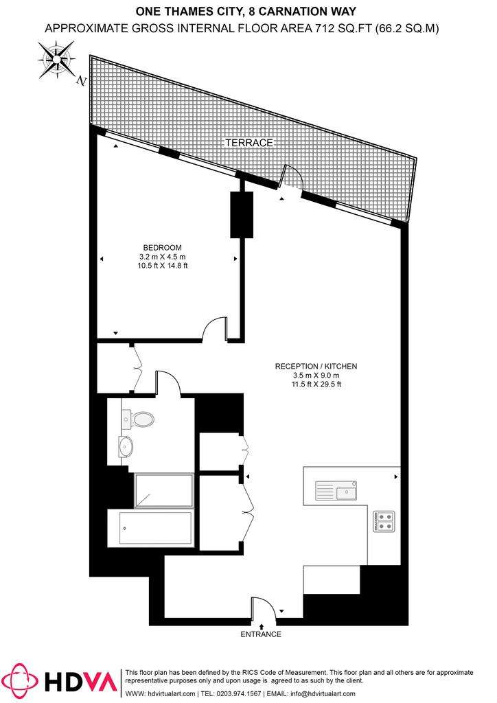 1 bedroom flat to rent - floorplan