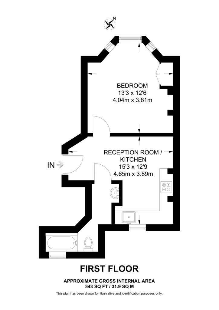 1 bedroom flat to rent - floorplan