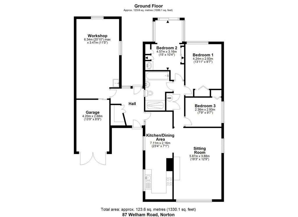 3 bedroom detached bungalow for sale - floorplan