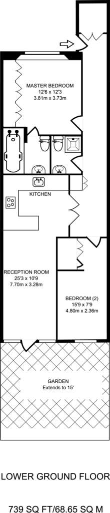 2 bedroom flat to rent - floorplan