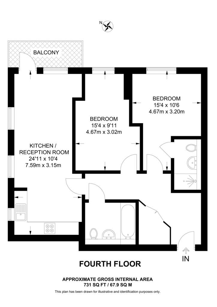 2 bedroom flat to rent - floorplan