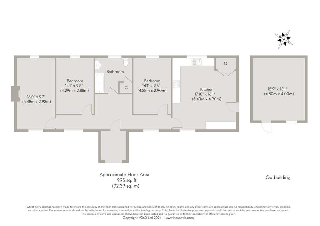 2 bedroom detached bungalow to rent - floorplan