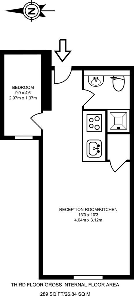 1 bedroom flat to rent - floorplan