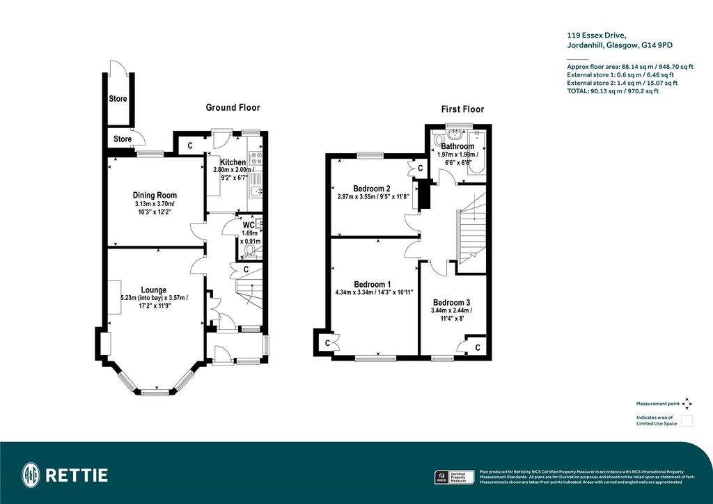 3 bedroom terraced house for sale - floorplan