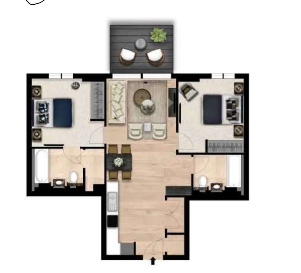 2 bedroom flat to rent - floorplan