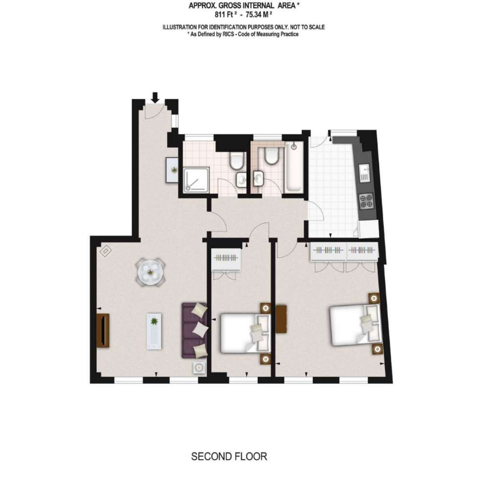 2 bedroom flat to rent - floorplan