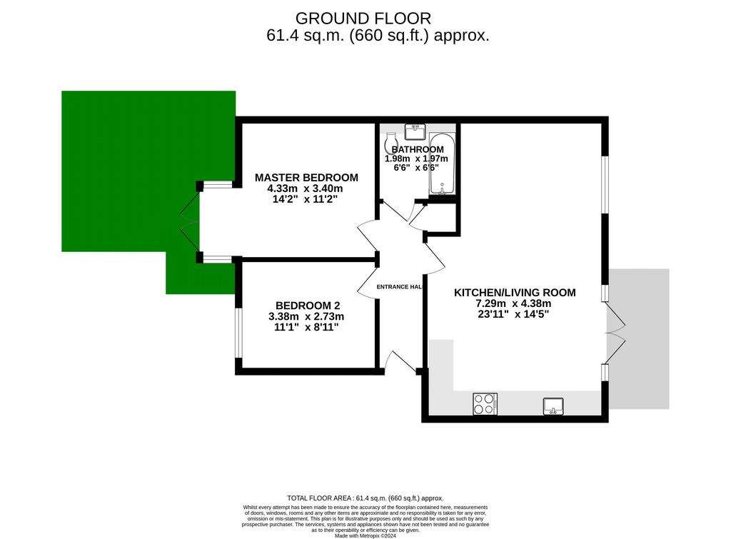 2 bedroom flat to rent - floorplan