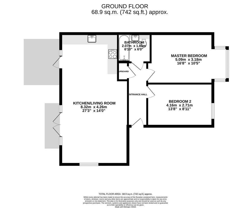 2 bedroom flat to rent - floorplan