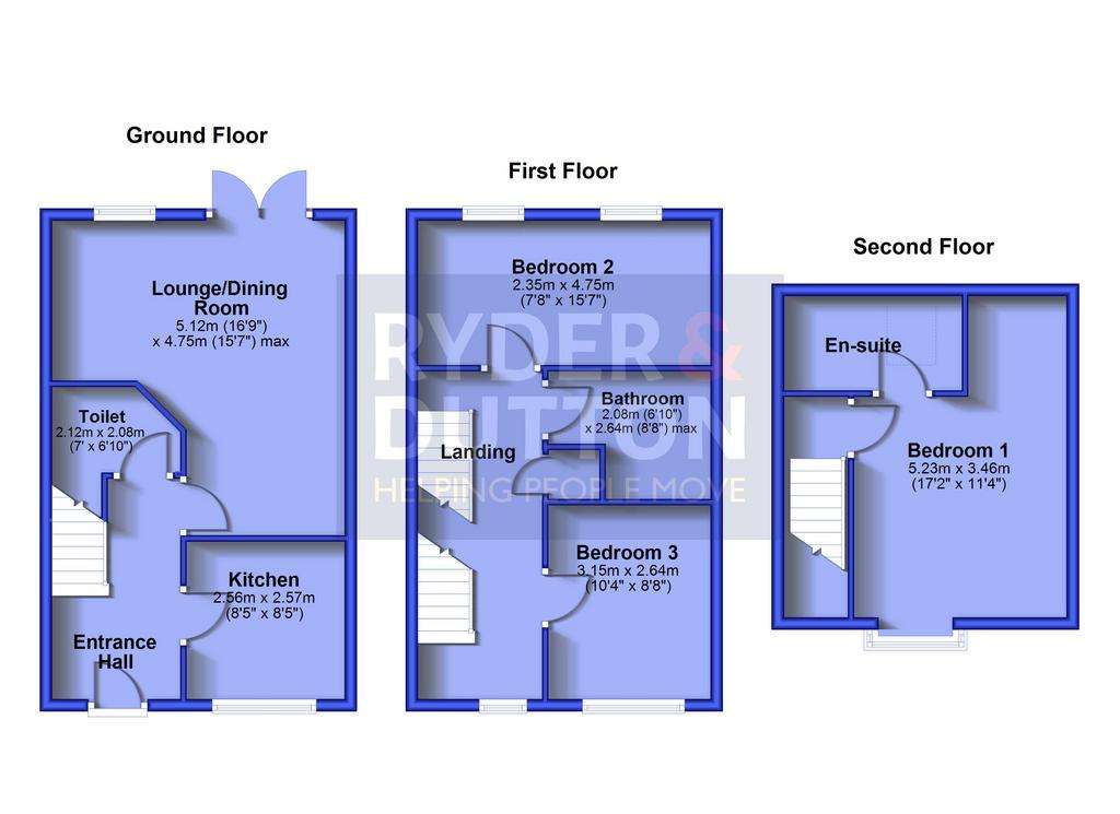 3 bedroom terraced house for sale - floorplan