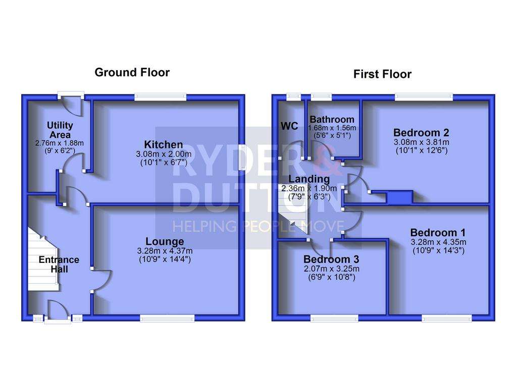 3 bedroom semi-detached house for sale - floorplan