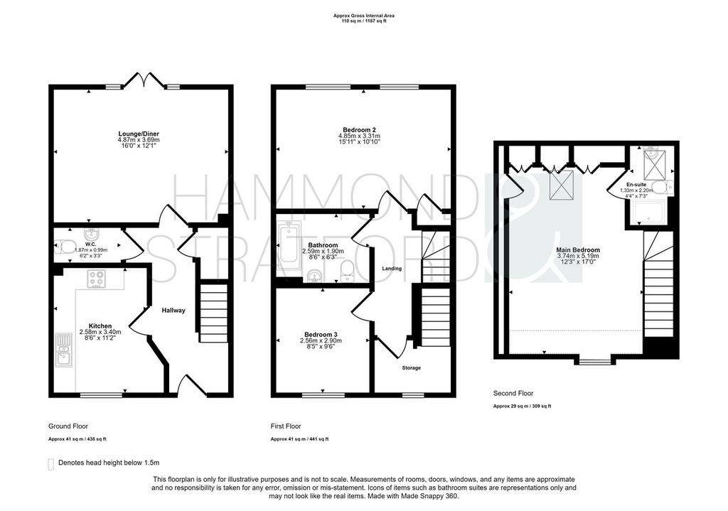 3 bedroom terraced house for sale - floorplan