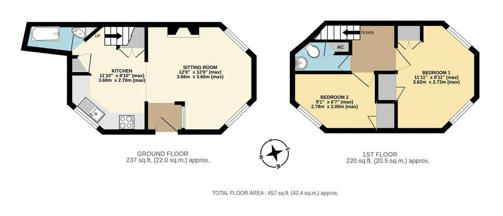 2 bedroom detached house for sale - floorplan